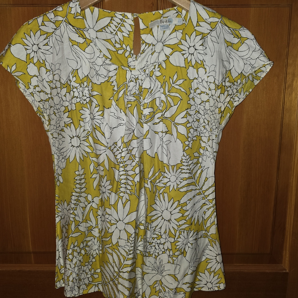 Boden Yellow and White Floral Blouse